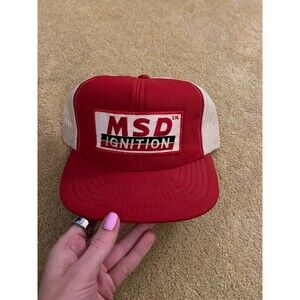 Vintage MSD Ignition Trucker Hat Red Snapback